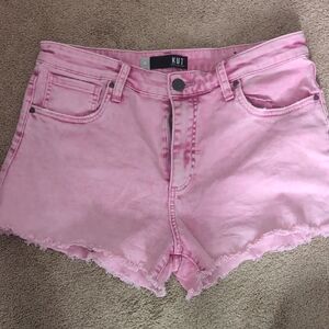 Kut from the Kloth Pink Denim Frayed-Hem Women's Shorts